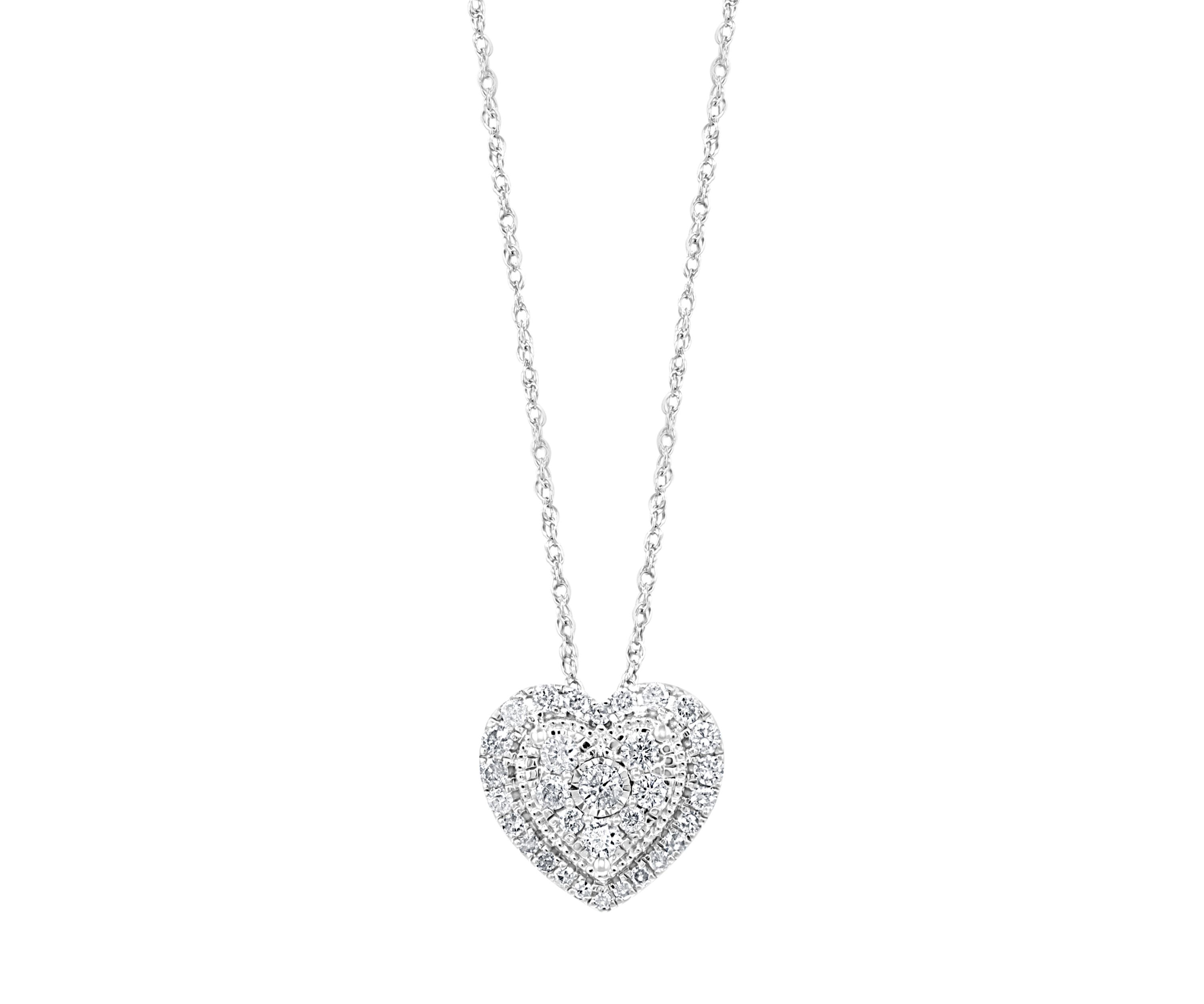 Sterling Silver  1/2 ct. t.w Diamond Heart Necklace