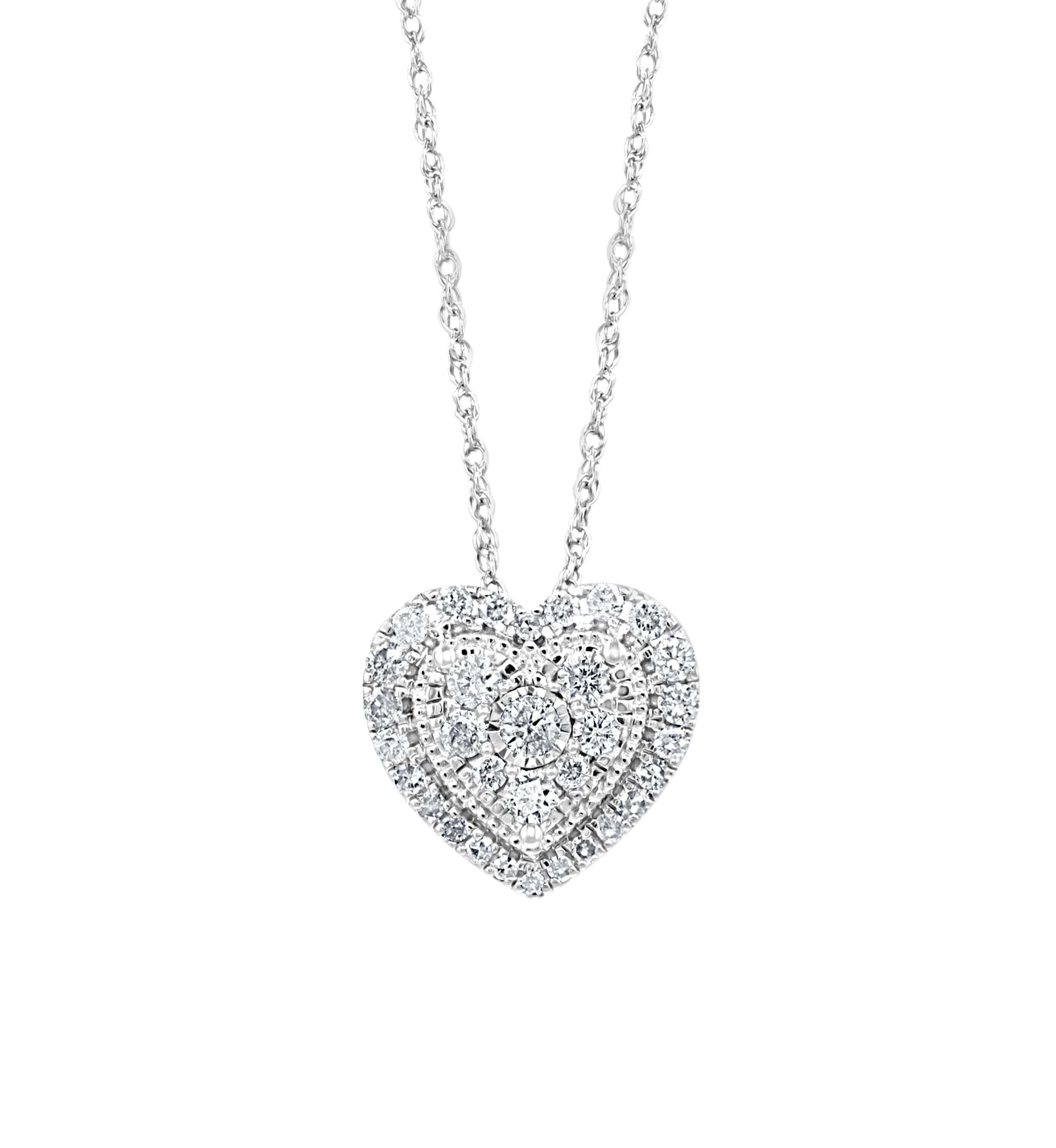 Sterling Silver  1/2 ct. t.w Diamond Heart Necklace