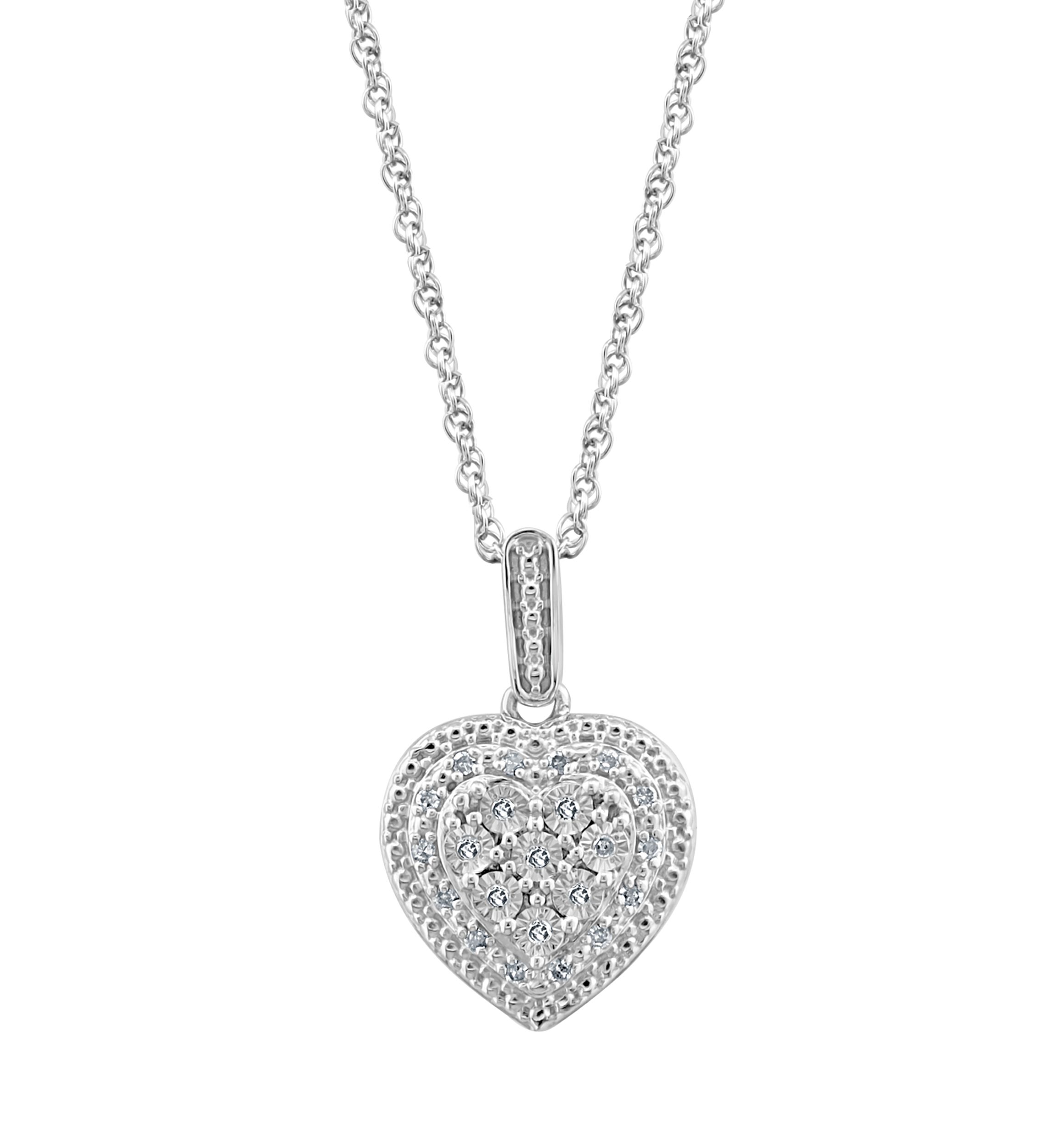 1/10 ct. t.w. Heart Pendant Necklace in Sterling Silver