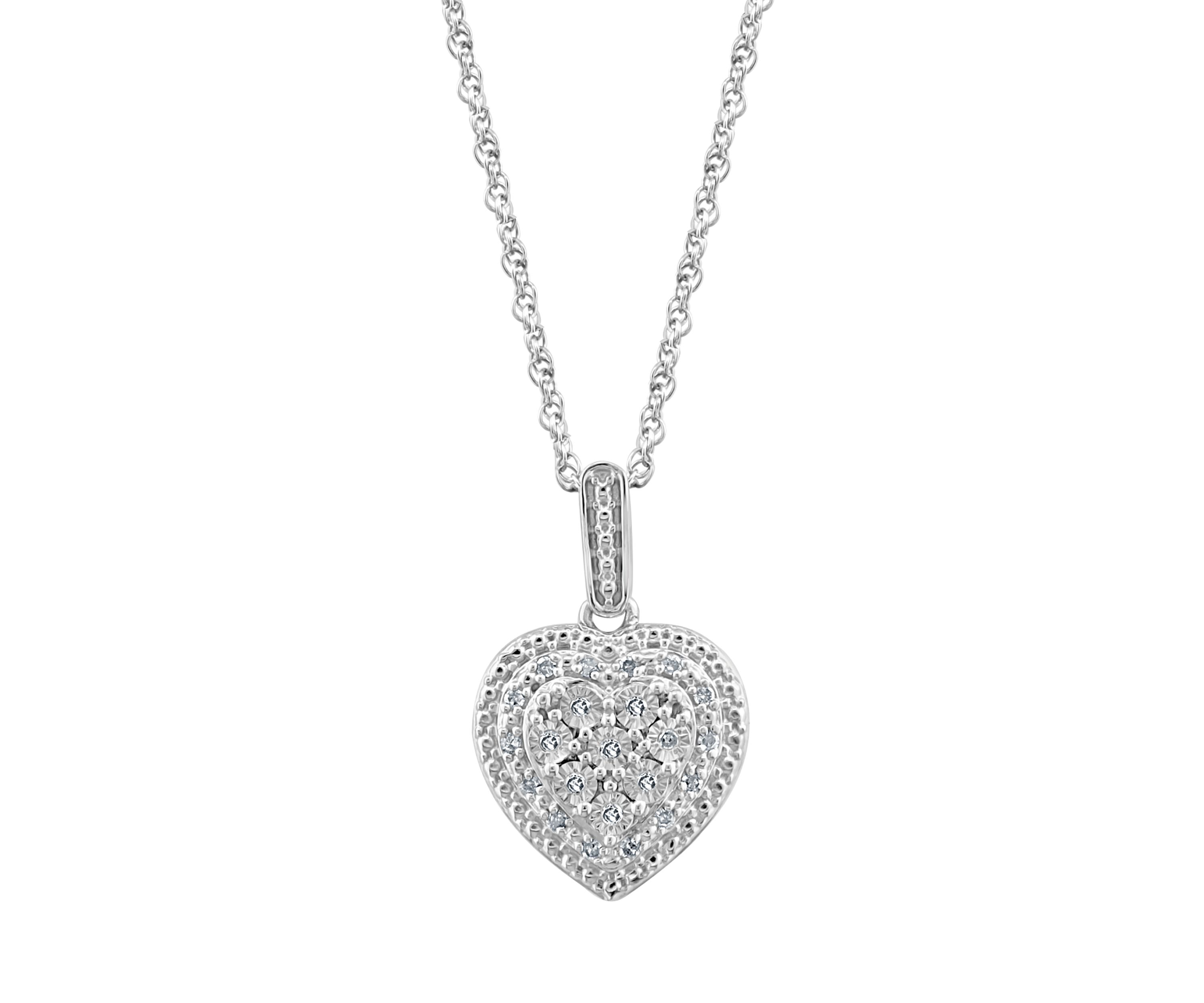 1/10 ct. t.w. Heart Pendant Necklace in Sterling Silver