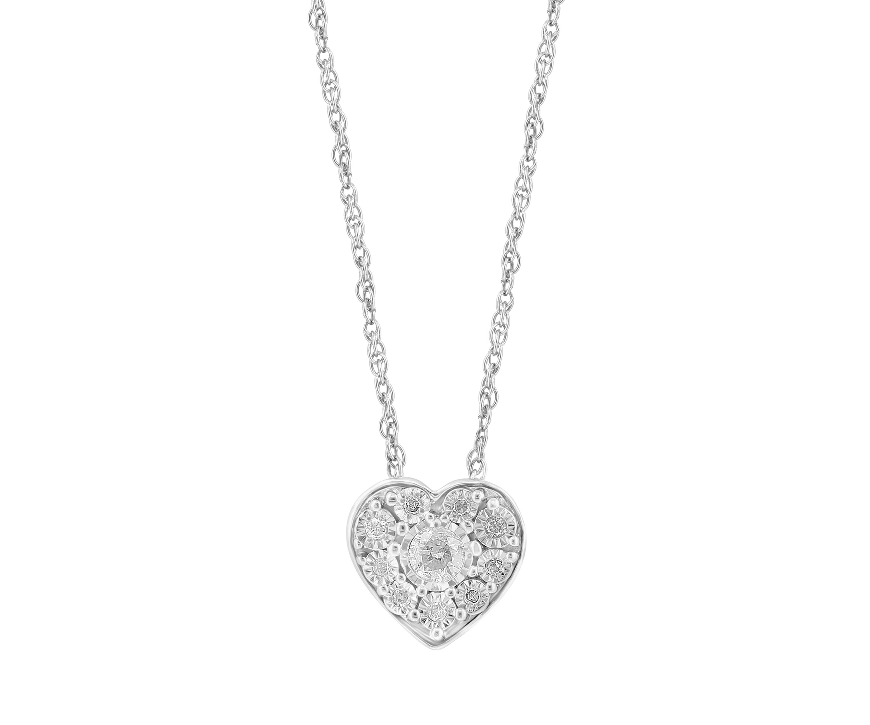 Sterling Silver Diamond Heart Pendant