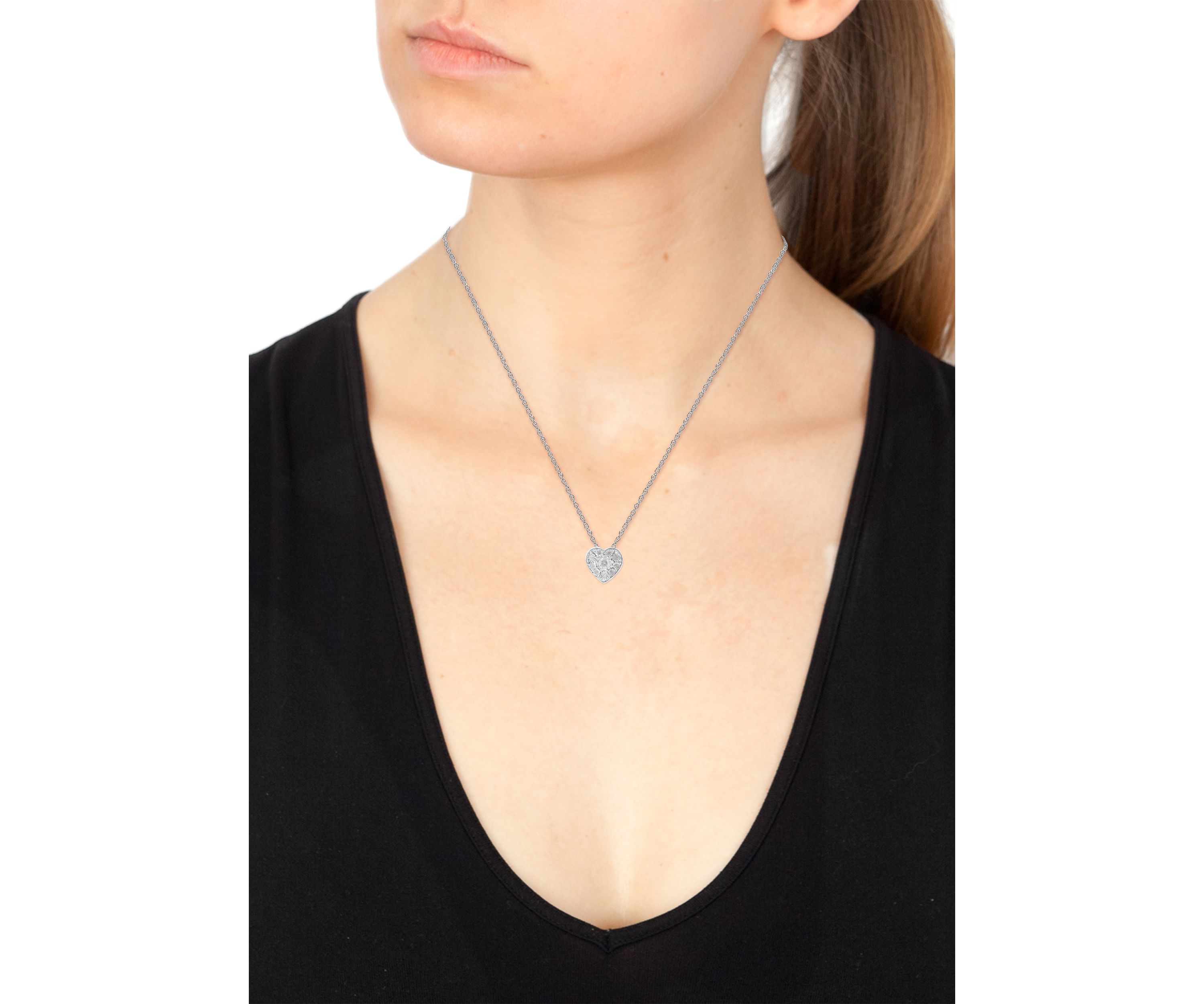 Sterling Silver Diamond Heart Pendant