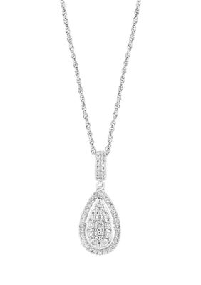Effy 1/2 Ct. T.w. Diamond Pear Drop Pendant Necklace In Sterling Silver