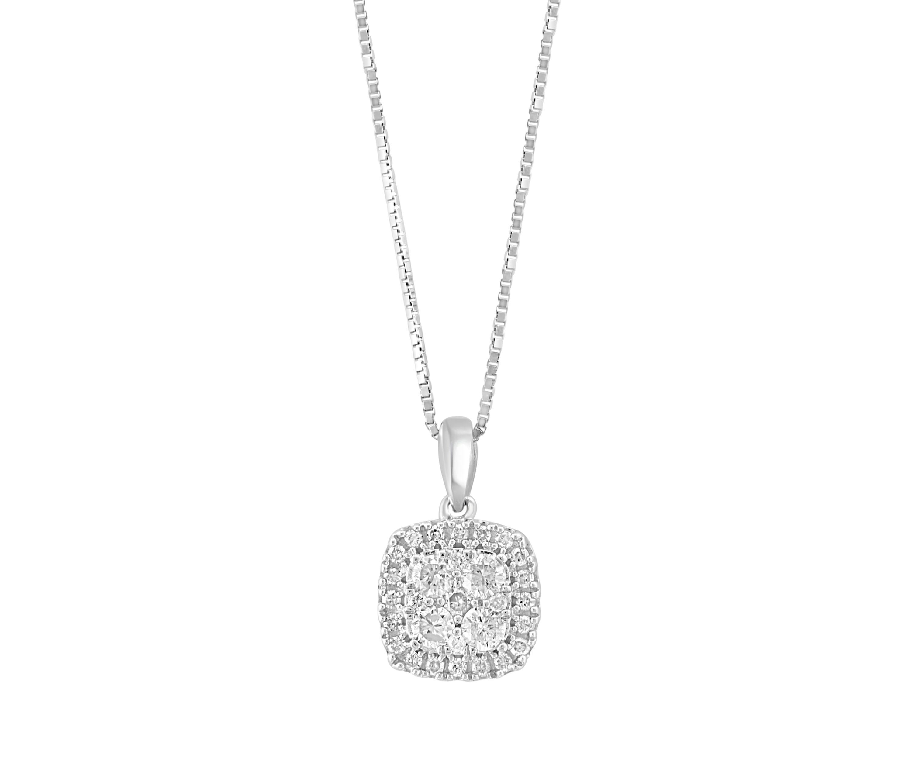 1/2 ct. t.w. Diamond Square Pendant Necklace in Sterling Silver