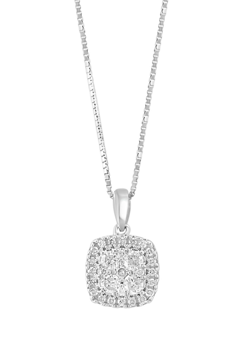 1/2 ct. t.w. Diamond Square Pendant Necklace in Sterling Silver