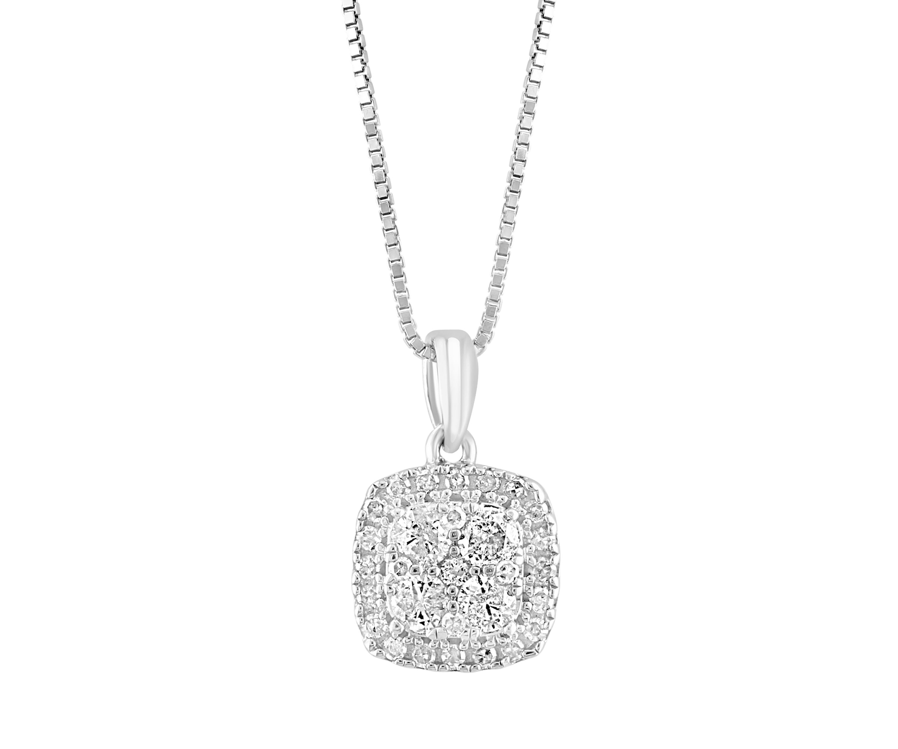 1/2 ct. t.w. Diamond Square Pendant Necklace in Sterling Silver