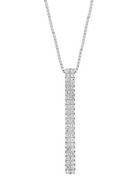 Effy 1/4 Ct. T.w. Diamond Stick Pendant Necklace In Sterling Silver