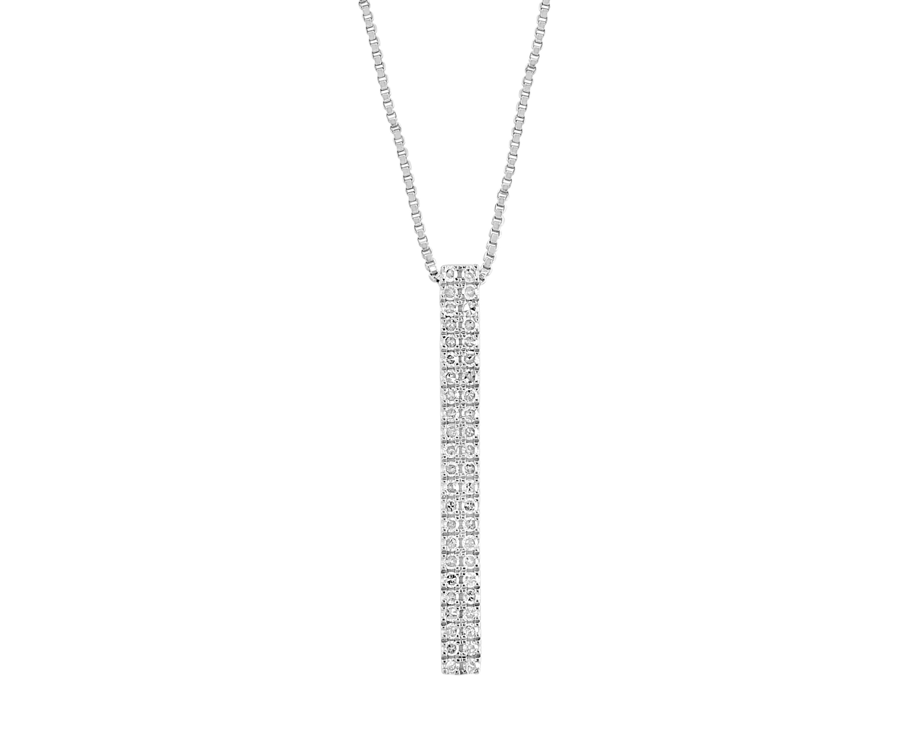 1/4 ct. t.w. Diamond Stick Pendant Necklace in Sterling Silver