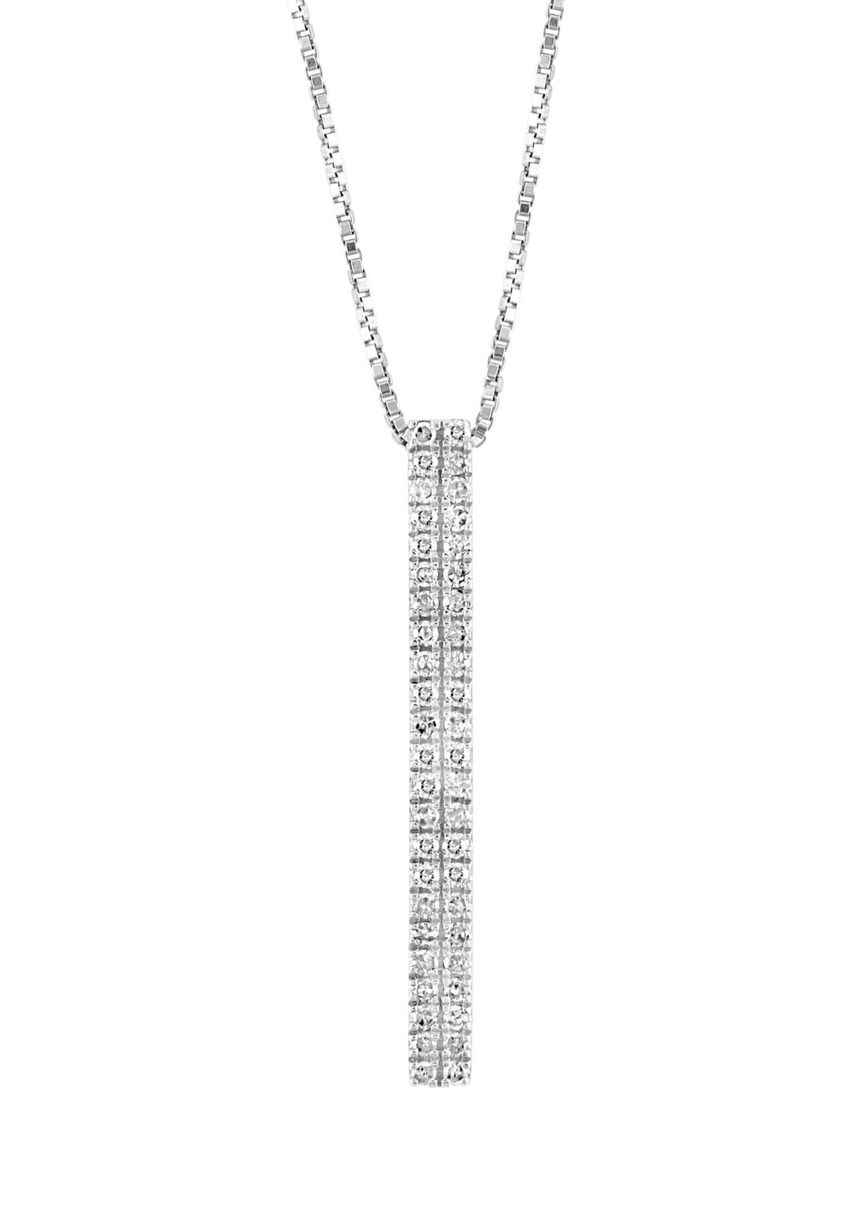 1/4 ct. t.w. Diamond Stick Pendant Necklace in Sterling Silver
