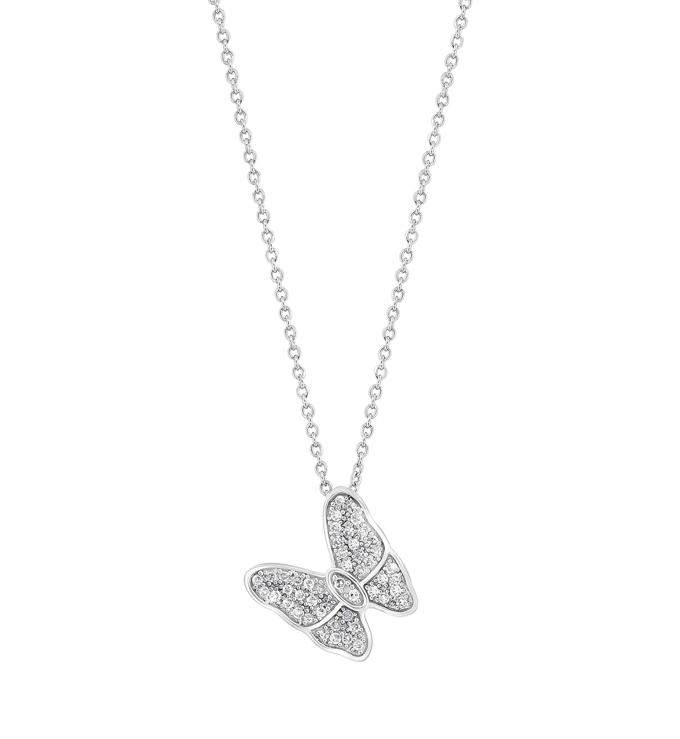 1/8 ct. t.w. Diamond Butterfly Pendant Necklace in Sterling Silver