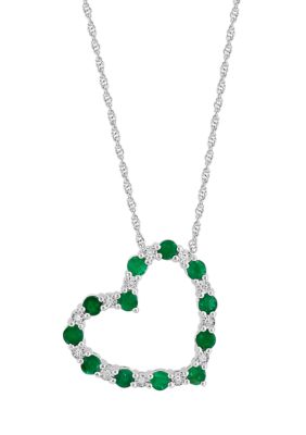 Effy Sterling Silver Diamond And Natural Emerald Pendant