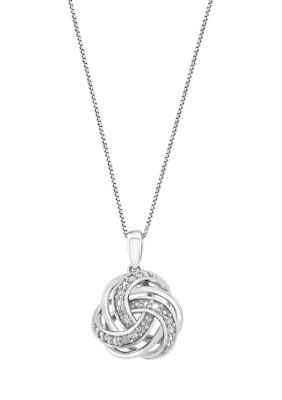 Effy Sterling Silver Diamond Love Knot Pendant Necklace, 16 In -  0191120825694