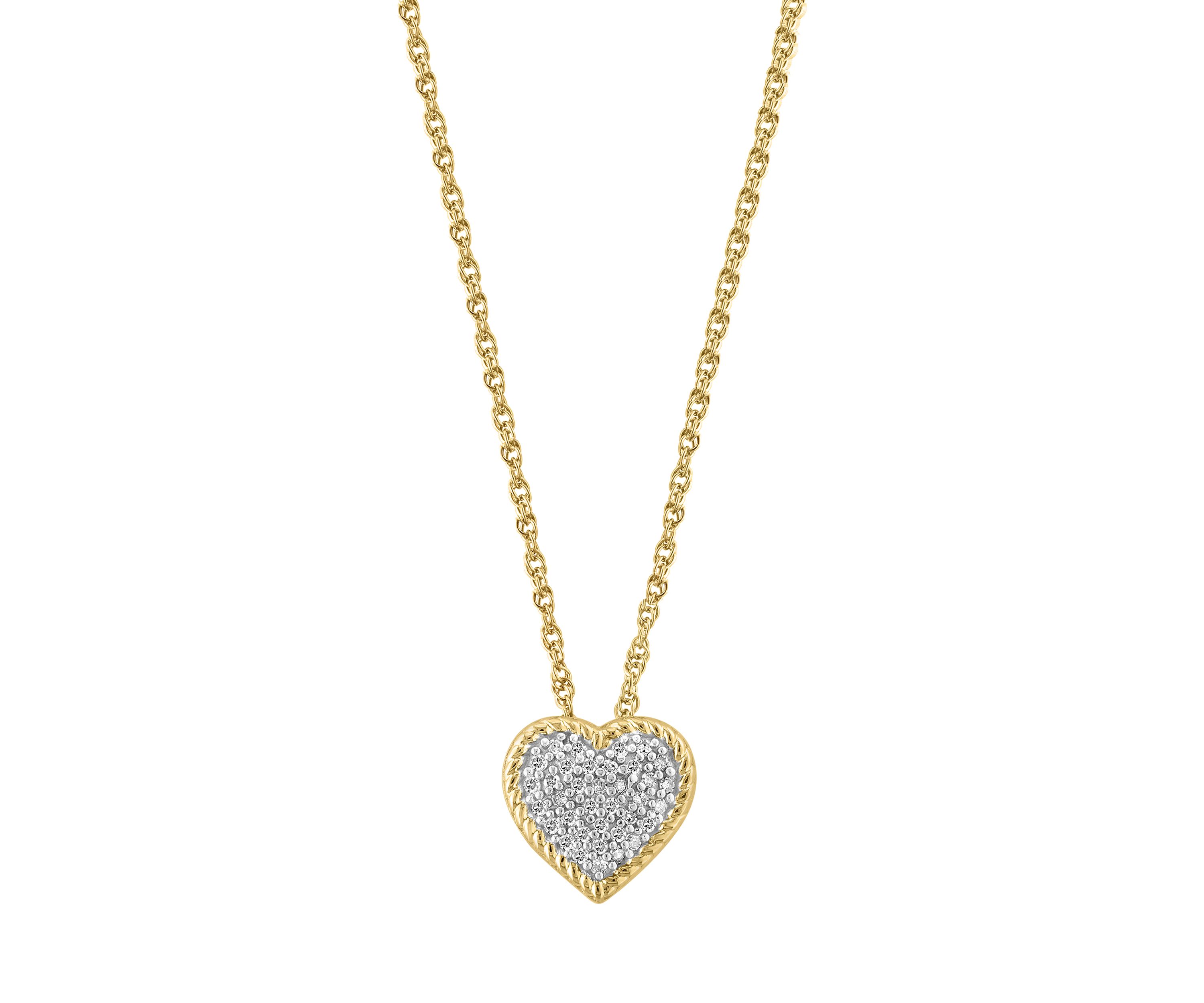 1/8 ct. t.w. Diamond Heart Pendant Necklace in Gold Over Sterling Silver