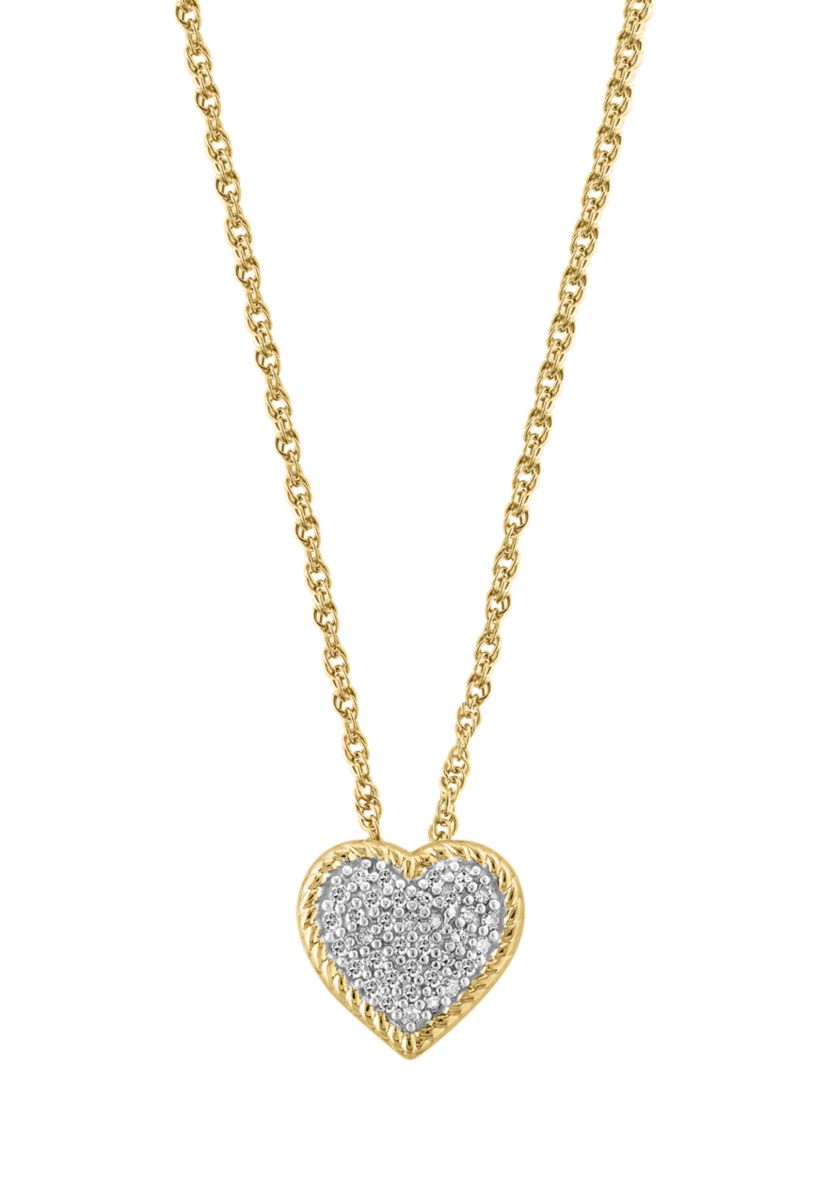 1/8 ct. t.w. Diamond Heart Pendant Necklace in Gold Over Sterling Silver