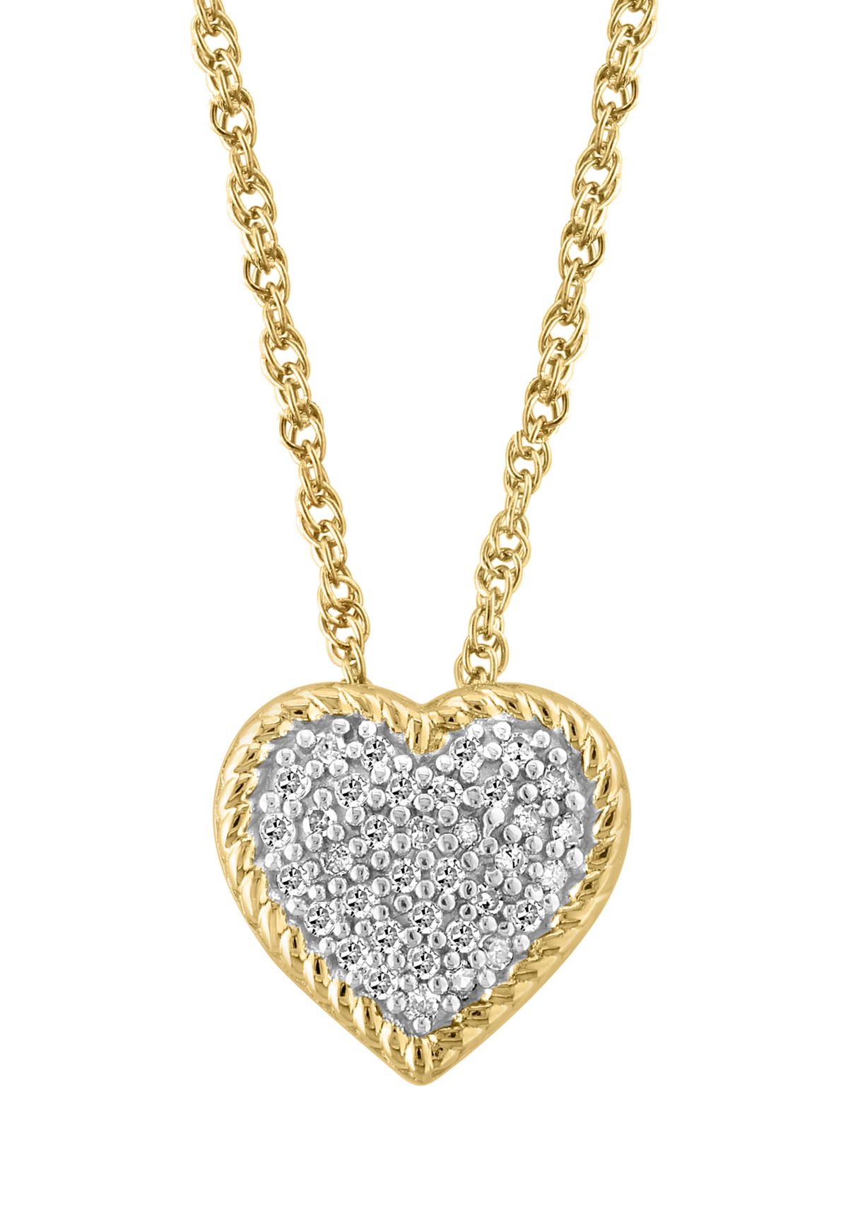 1/8 ct. t.w. Diamond Heart Pendant Necklace in Gold Over Sterling Silver
