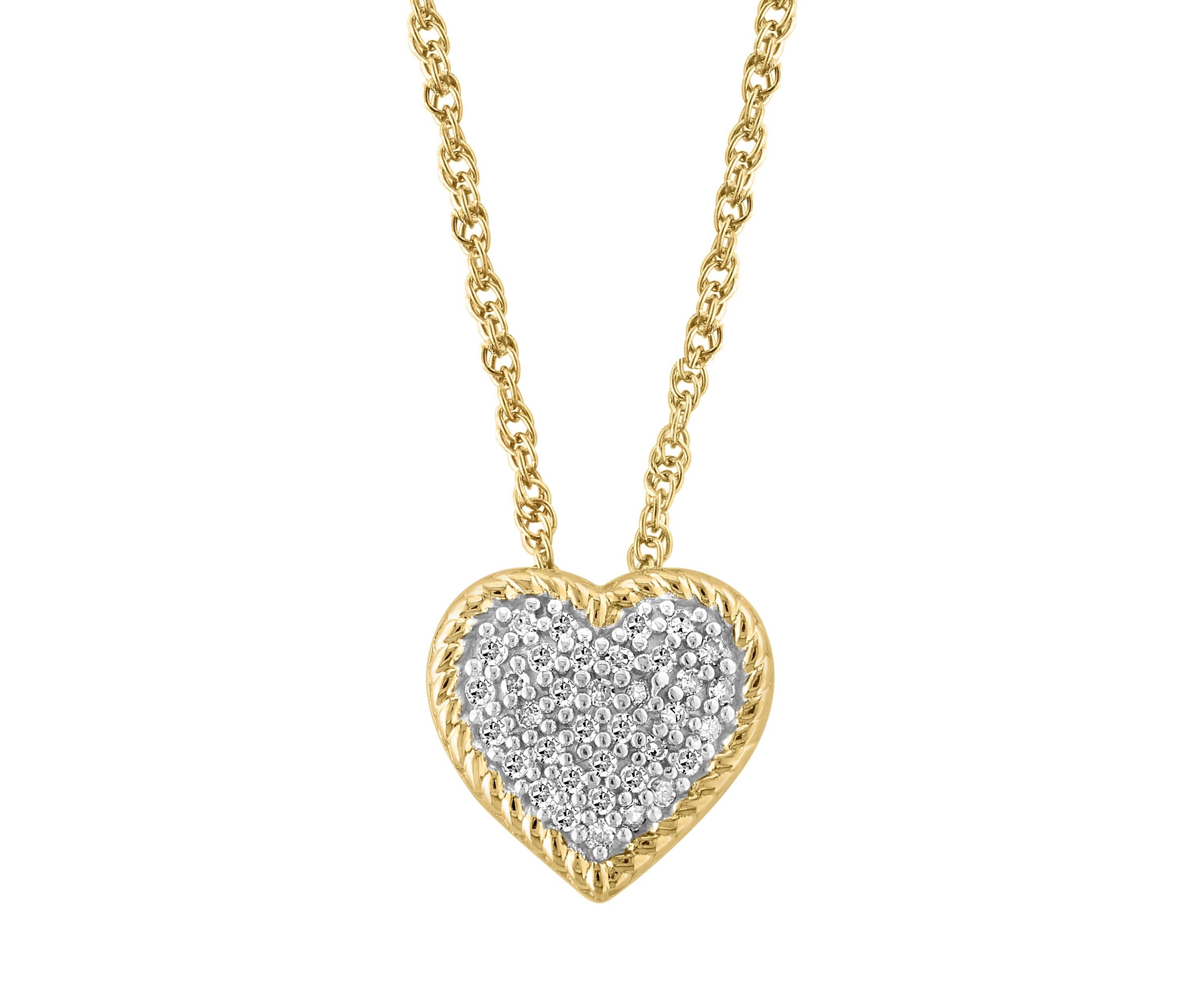 1/8 ct. t.w. Diamond Heart Pendant Necklace in Gold Over Sterling Silver