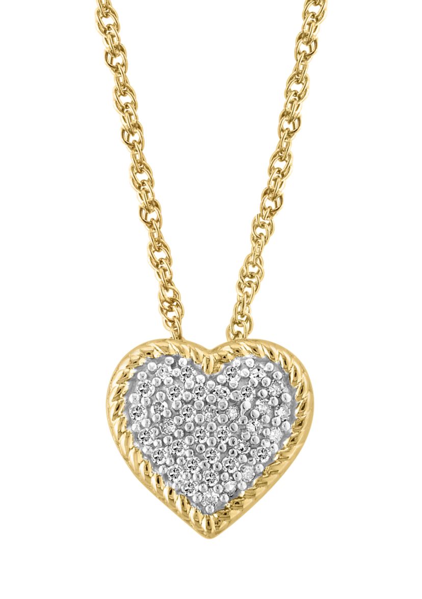 1/8 ct. t.w. Diamond Heart Pendant Necklace in Gold Over Sterling Silver