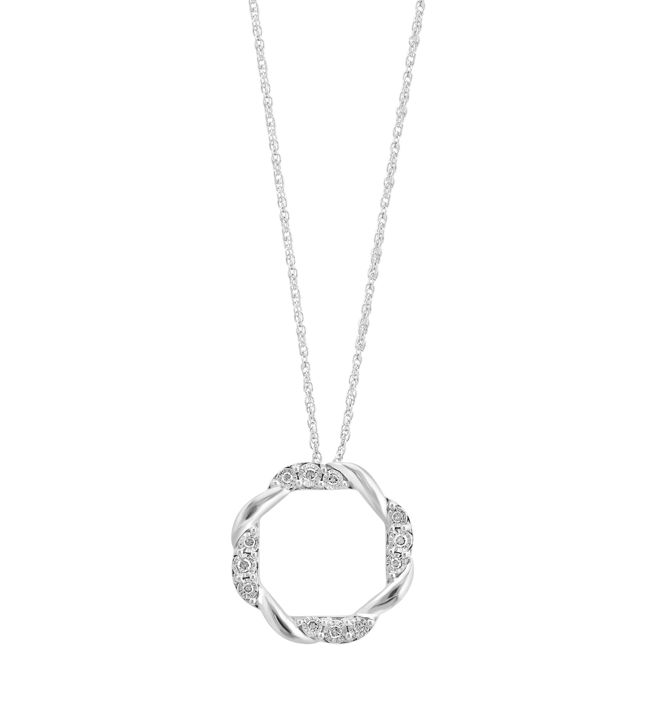Miracle Set Diamond Pendant Necklace in Sterling Silver