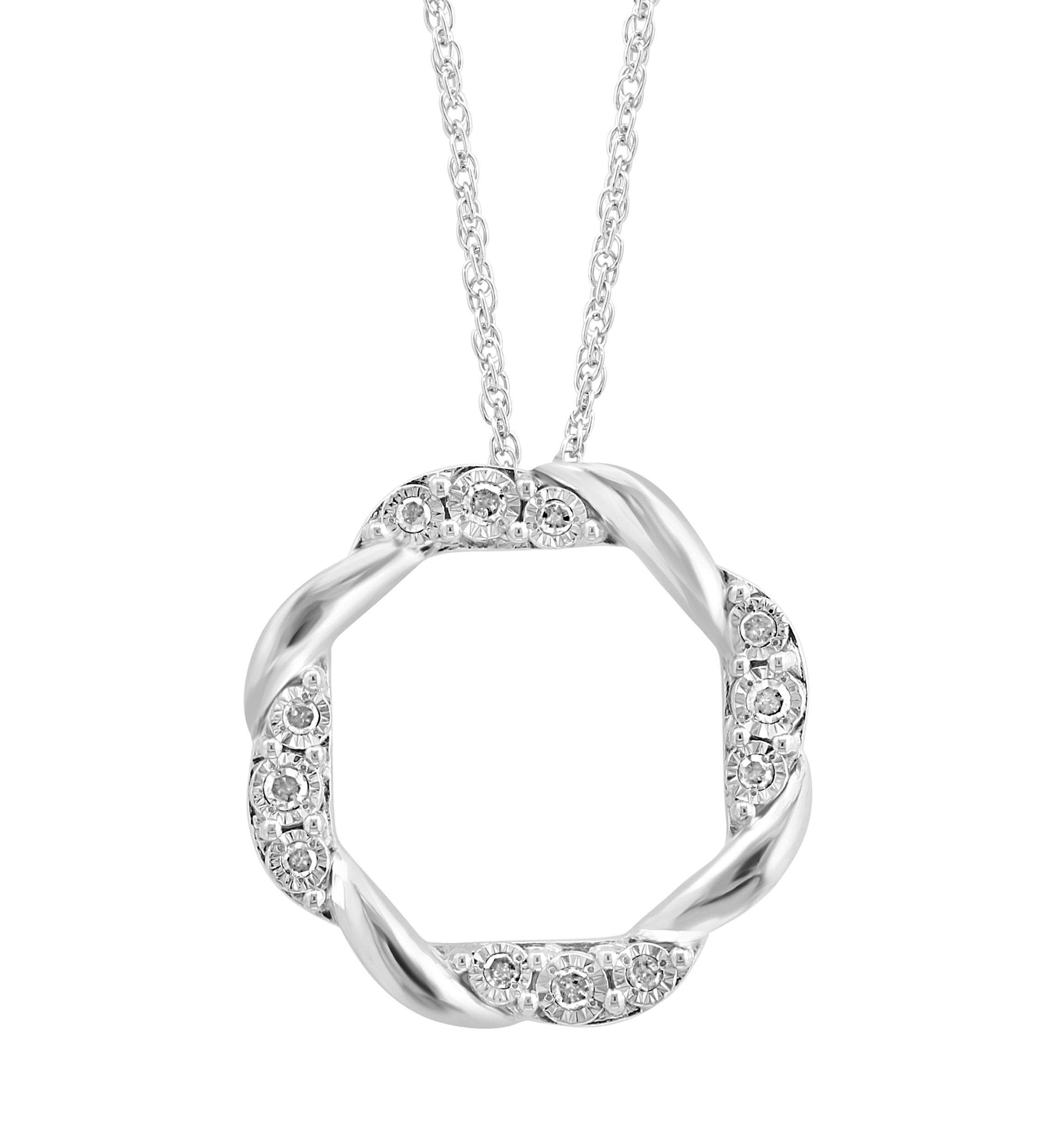 Miracle Set Diamond Pendant Necklace in Sterling Silver