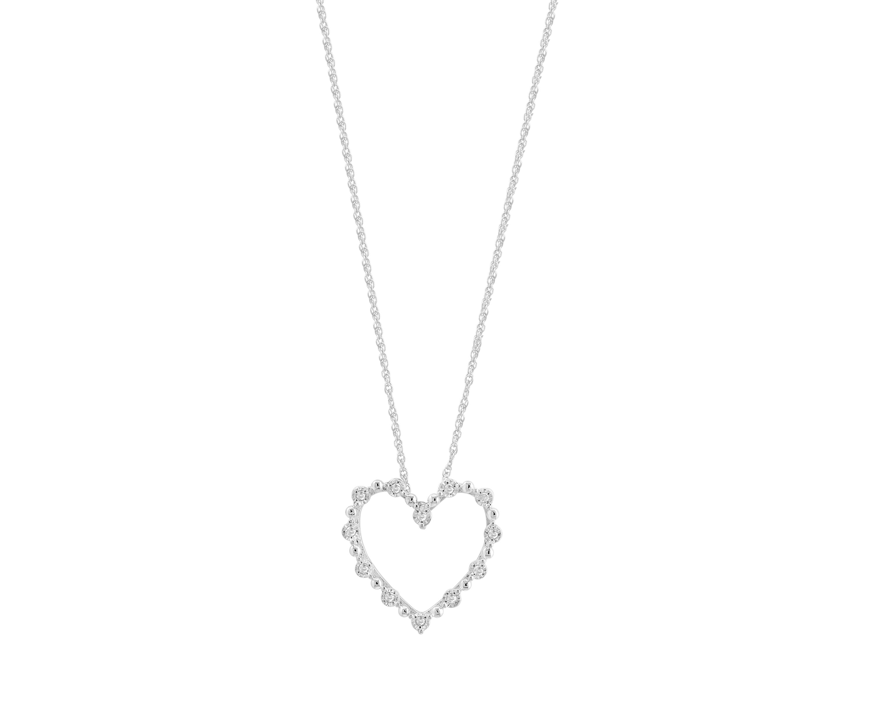 1/10 ct. t.w. Diamond Heart Pendant Necklace in Sterling Silver