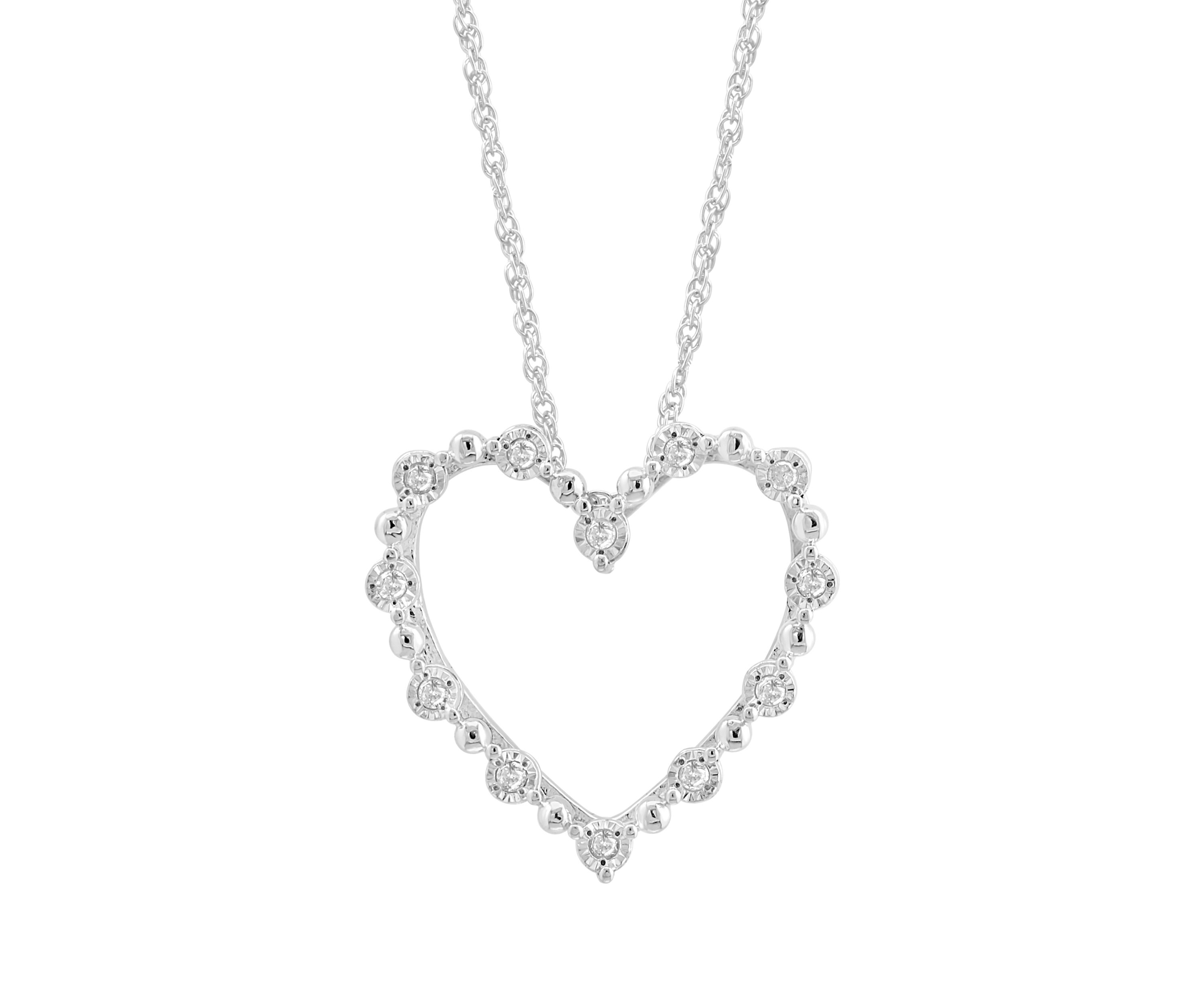 1/10 ct. t.w. Diamond Heart Pendant Necklace in Sterling Silver