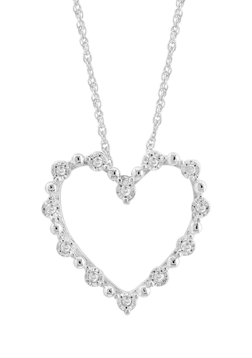 1/10 ct. t.w. Diamond Heart Pendant Necklace in Sterling Silver