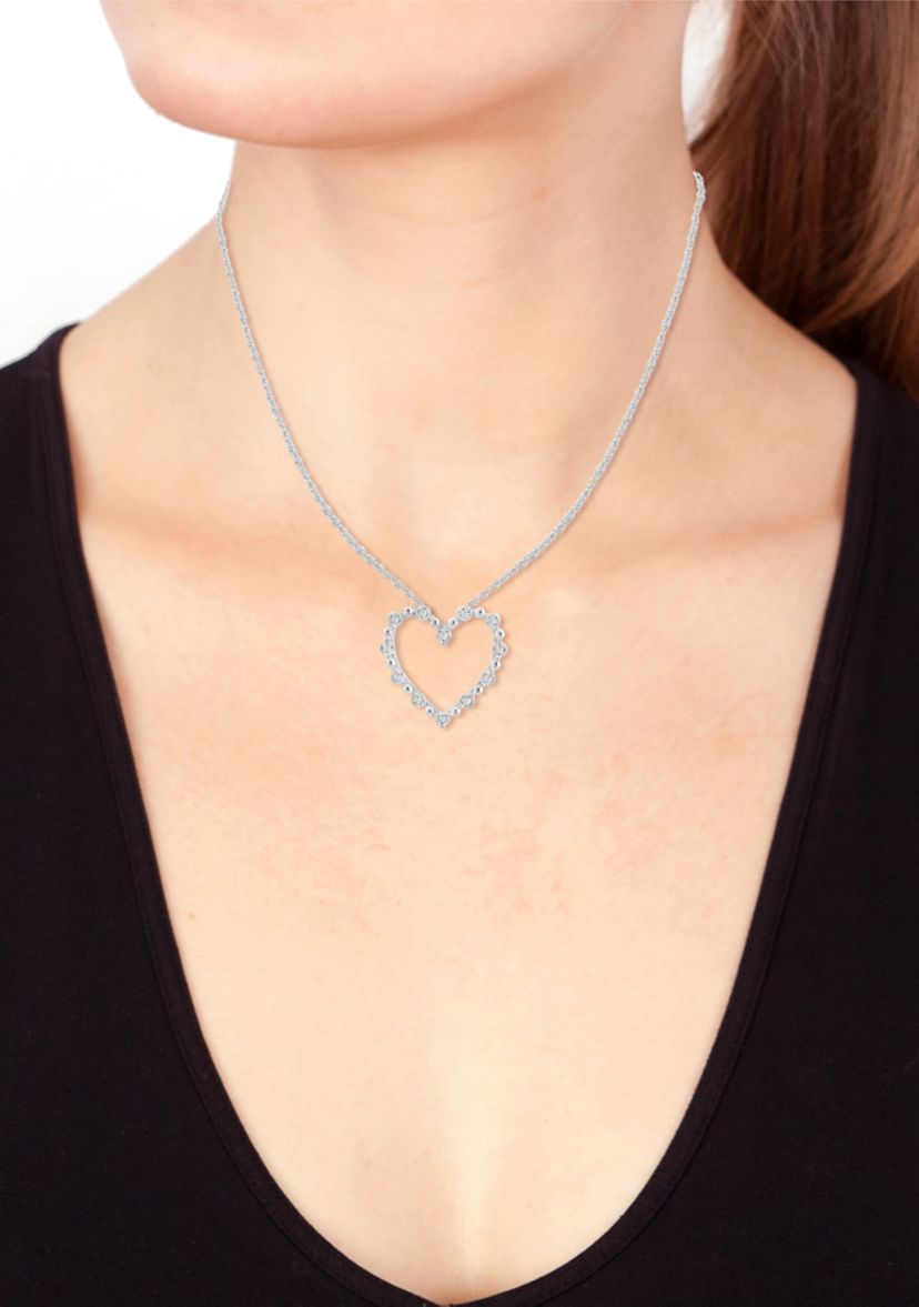 1/10 ct. t.w. Diamond Heart Pendant Necklace in Sterling Silver
