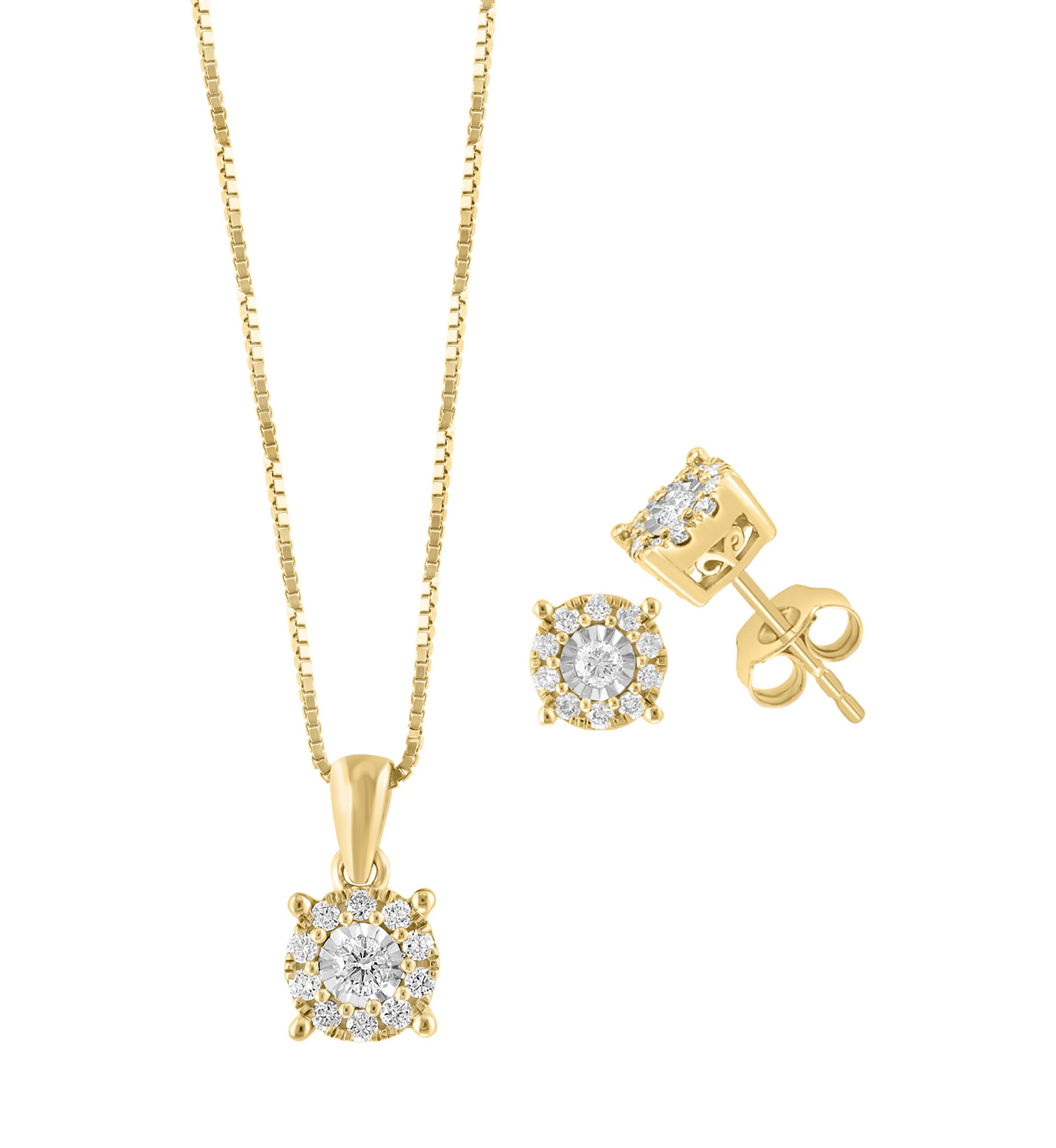 1/2 ct. t.w. Diamond Earrings and Necklace Set in Gold Over Sterling Silver