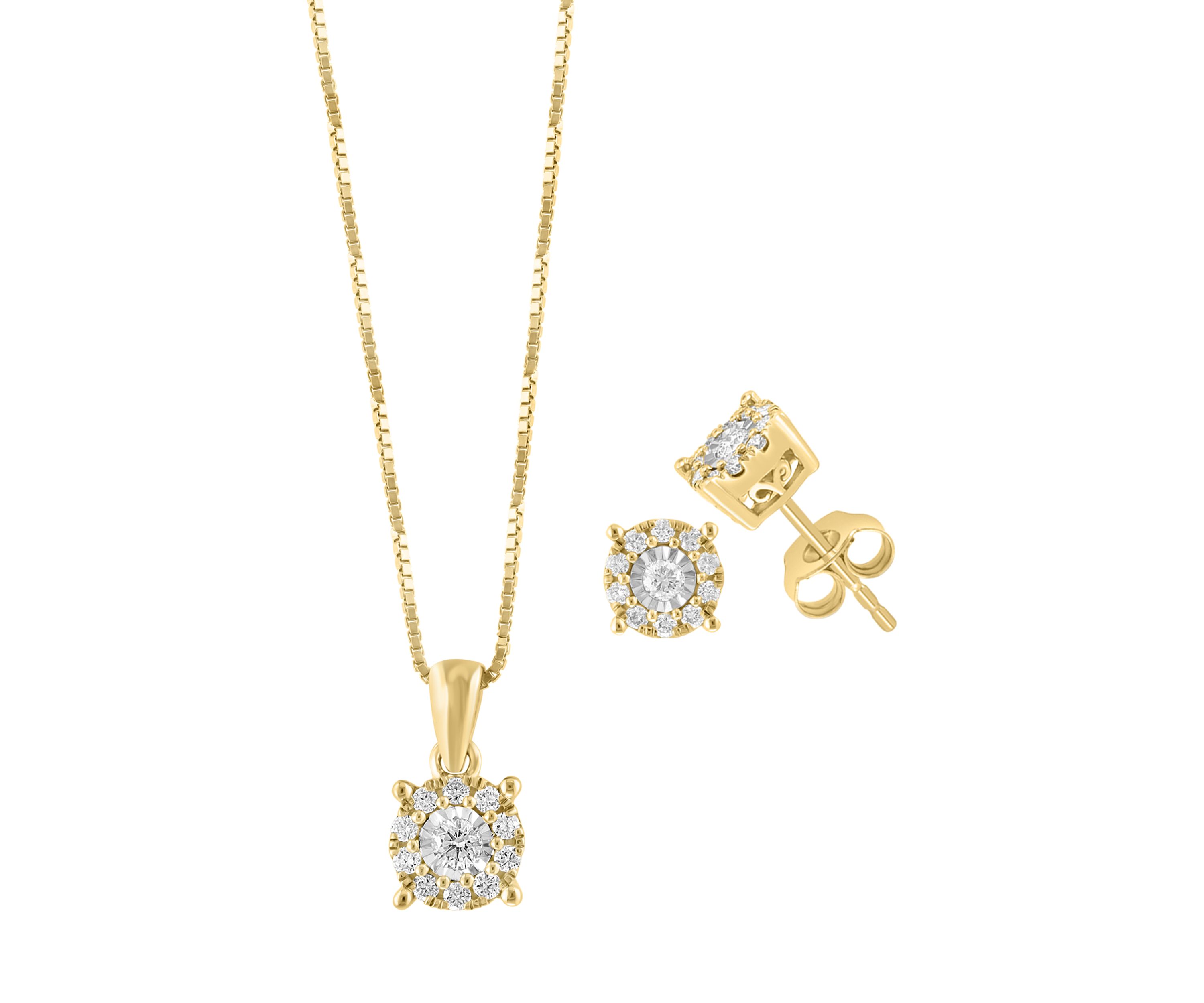 1/2 ct. t.w. Diamond Earrings and Necklace Set in Gold Over Sterling Silver