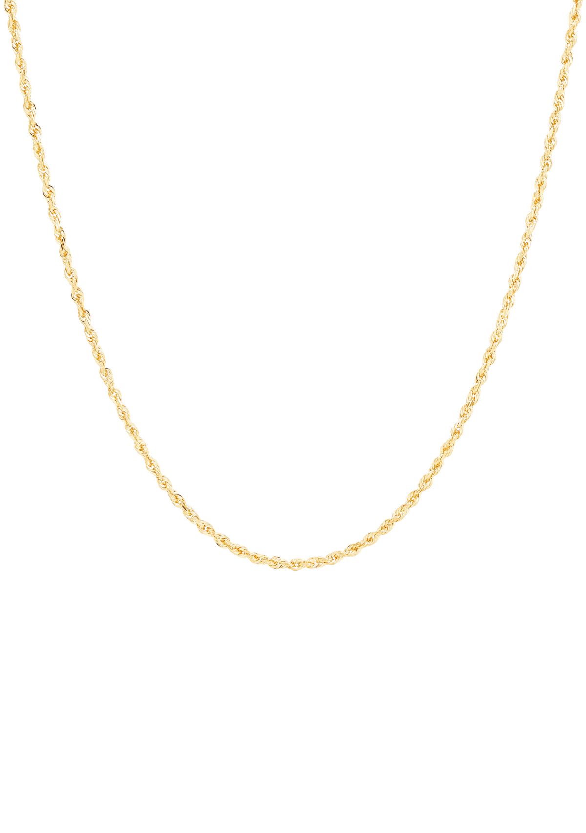 Solid Rope Chain Necklace in 14K Yellow Gold