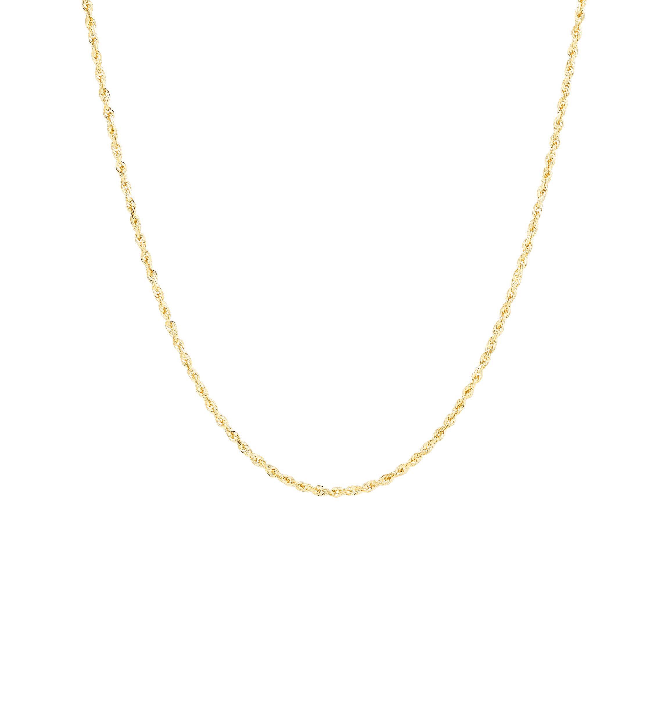 Solid Rope Chain Necklace in 14K Yellow Gold