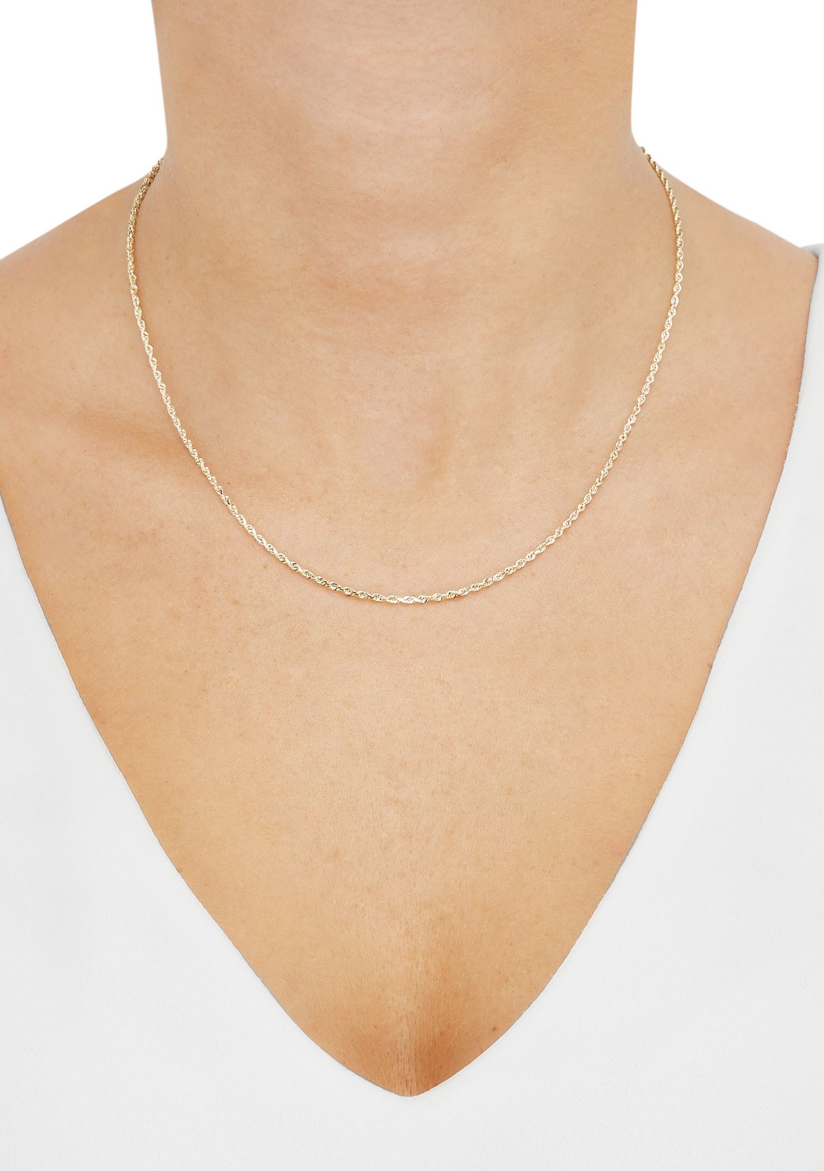 Solid Glitter Chain Necklace in 14K Yellow Gold