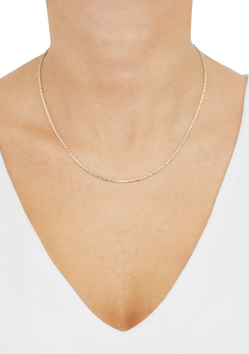 Solid Glitter Chain Necklace in 14K Yellow Gold