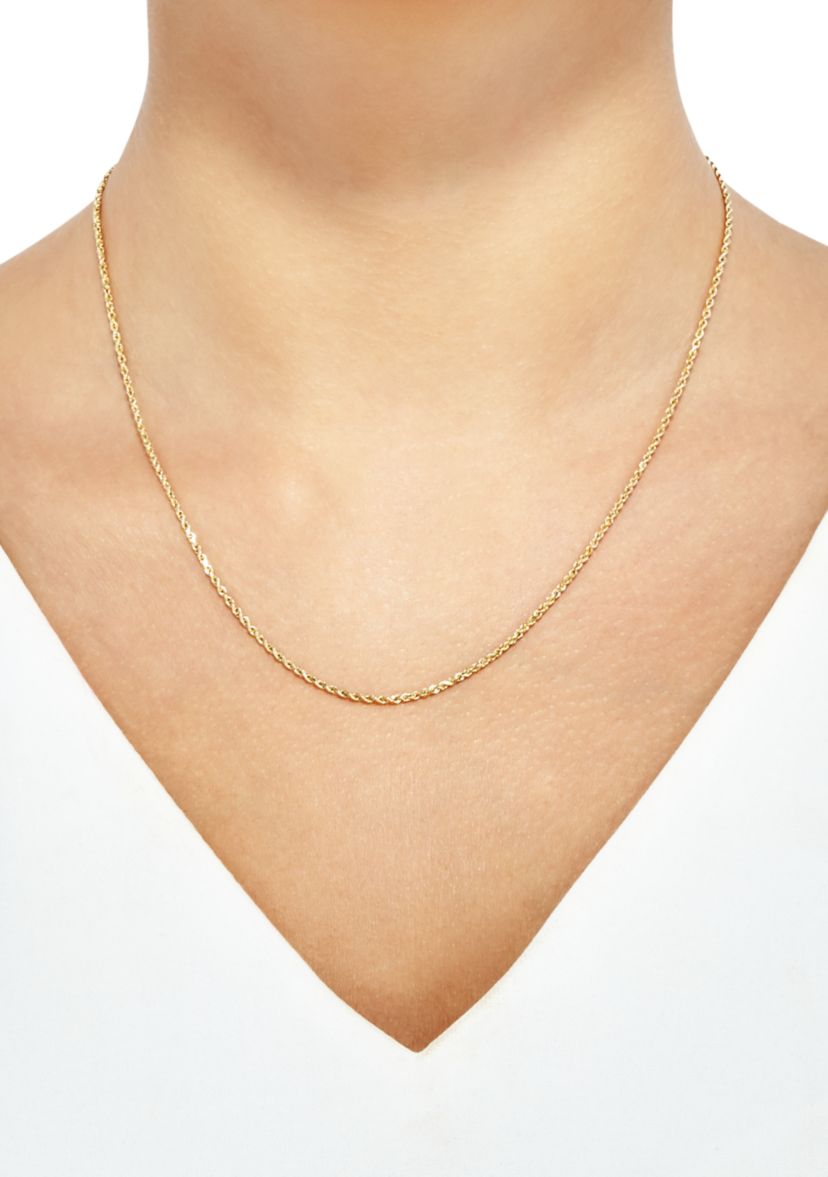 14K Yellow Gold Solid Glitter Chain