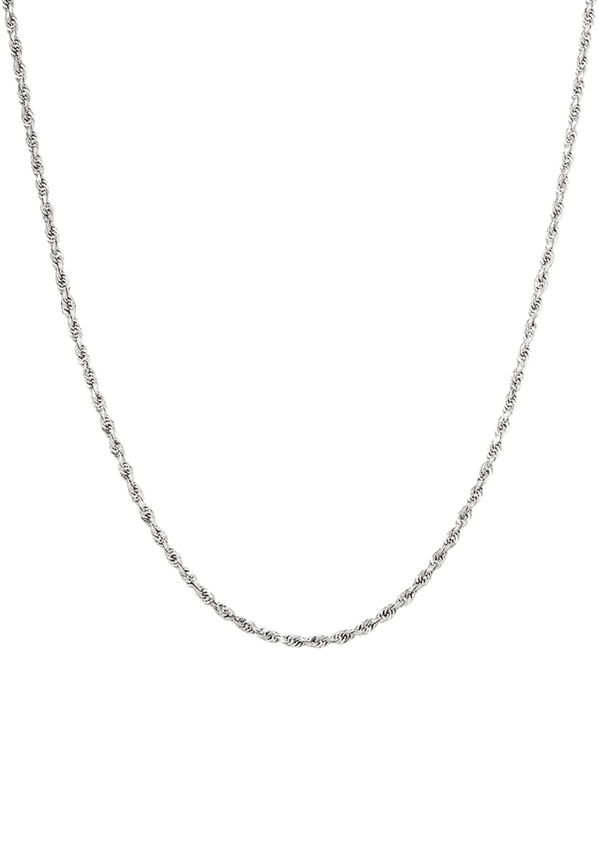 Solid Rope Chain Necklace in 14K White Gold