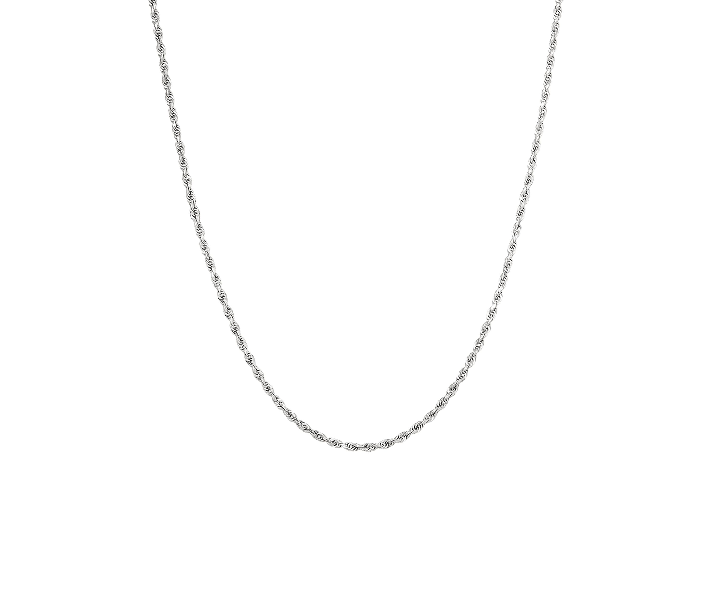 Solid Rope Chain Necklace in 14K White Gold