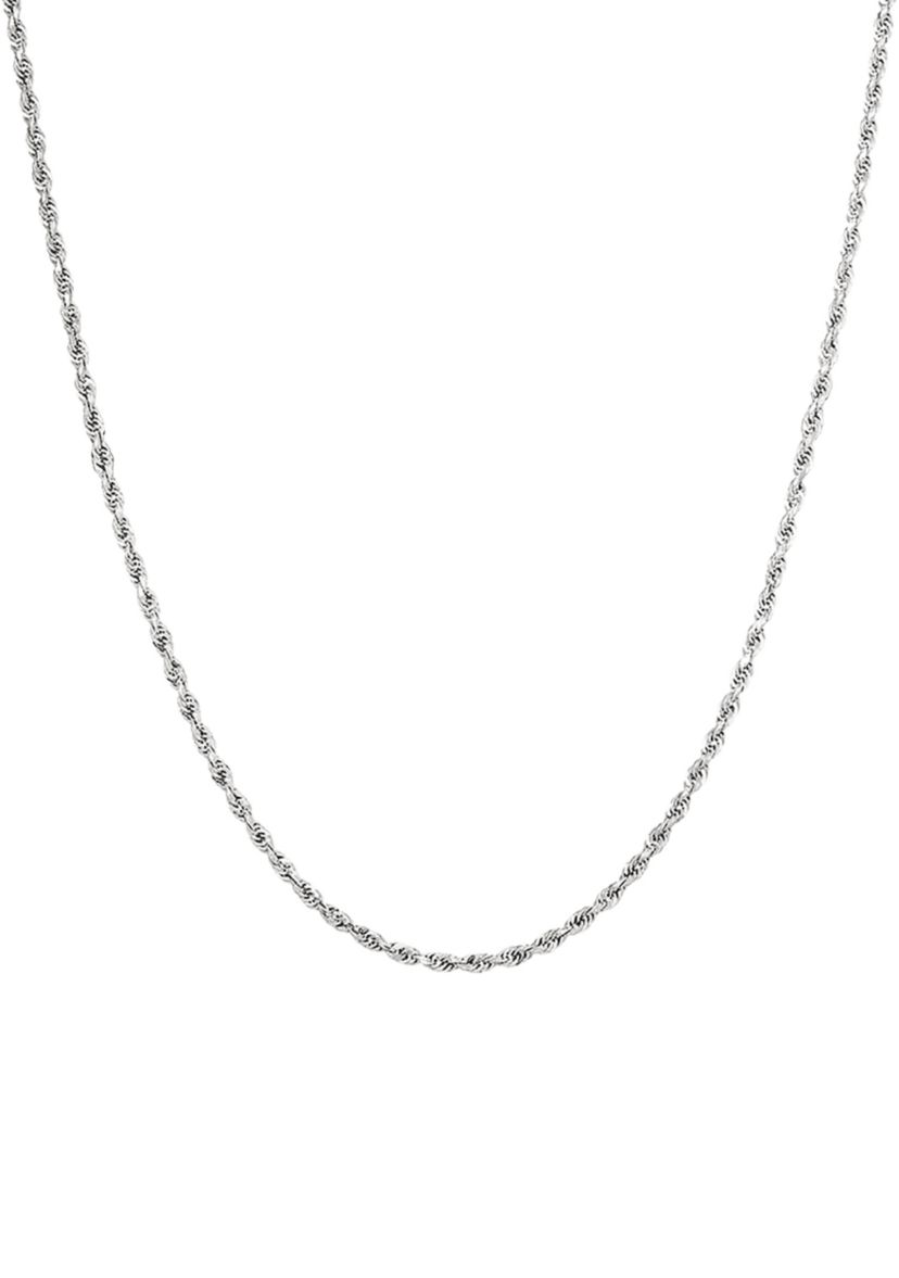 Solid Rope Chain Necklace in 14K White Gold