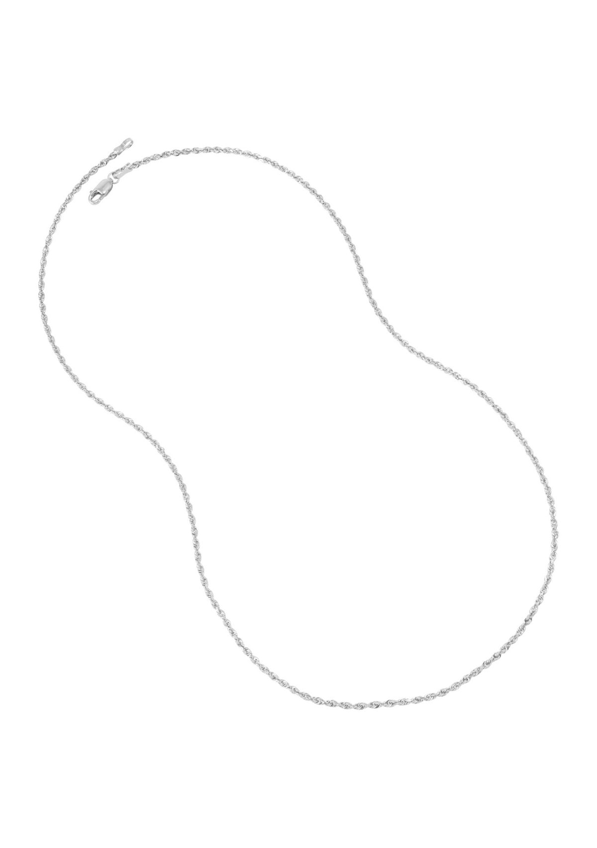 Solid Rope Chain Necklace in 14K White Gold
