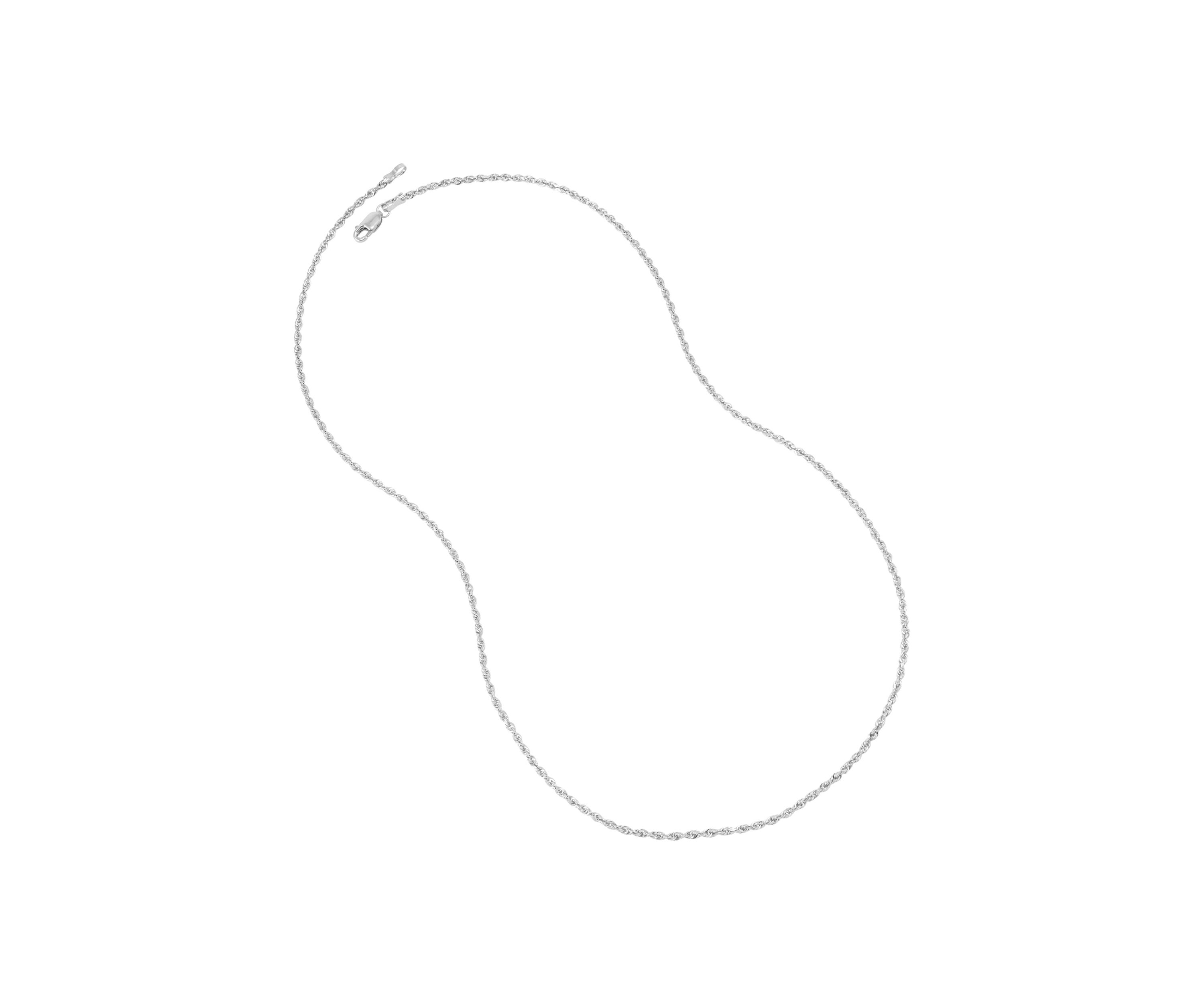 Solid Rope Chain Necklace in 14K White Gold