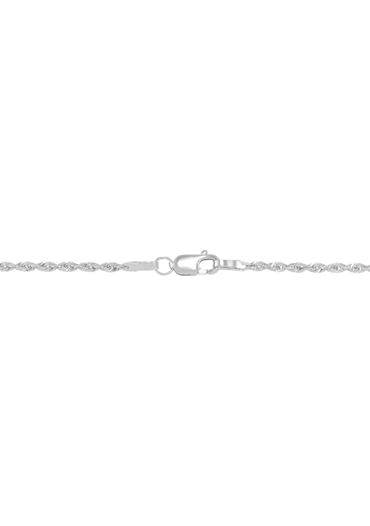 Solid Rope Chain Necklace in 14K White Gold