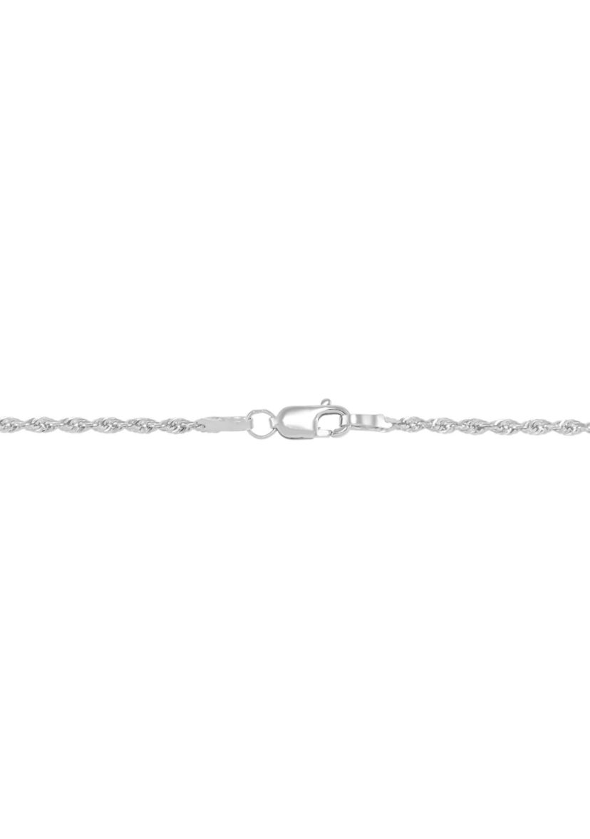 Solid Rope Chain Necklace in 14K White Gold