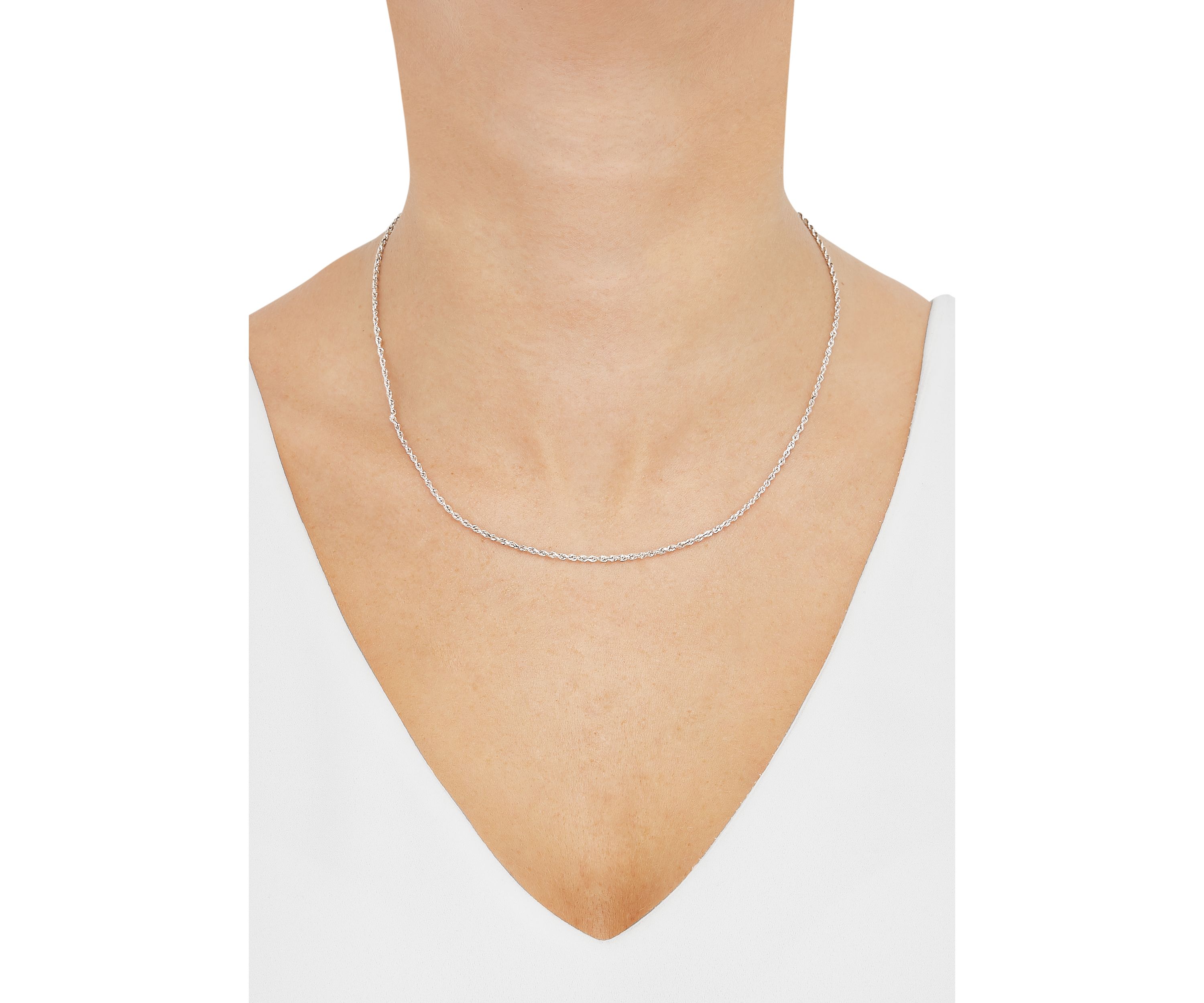 Solid Rope Chain Necklace in 14K White Gold