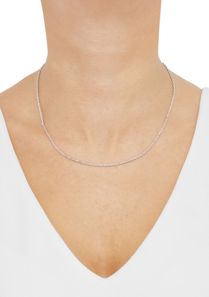 Solid Rope Chain Necklace in 14K White Gold