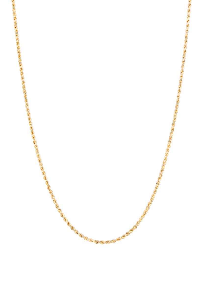 Kids Heavy Hollow Glitter Rope Chain Necklace in 14K Yellow Gold