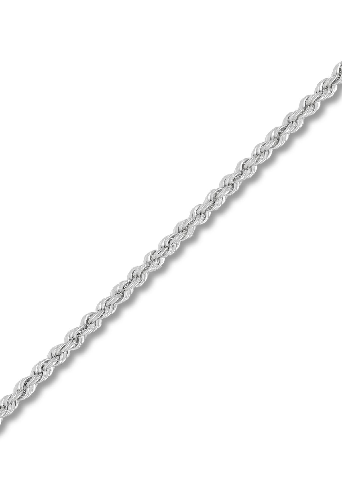 Heavy Hollow Rope Chain Necklace in 14K White Gold