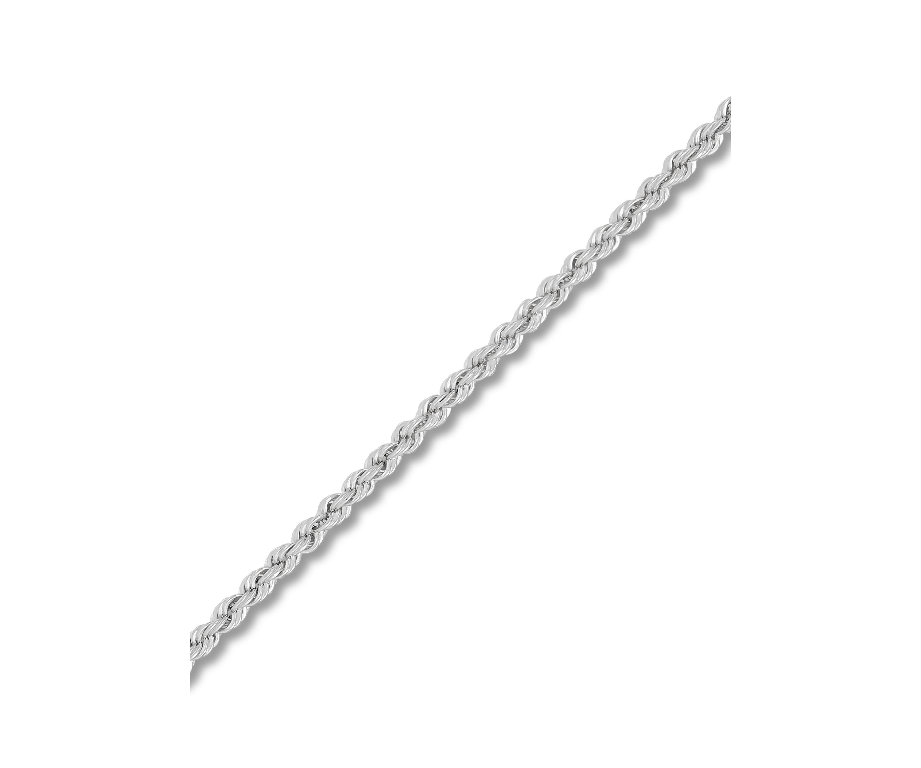 Heavy Hollow Rope Chain Necklace in 14K White Gold