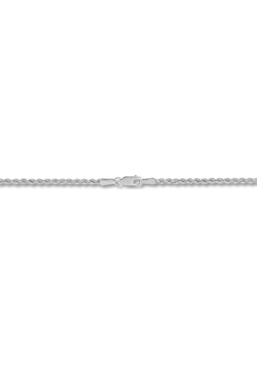 Heavy Hollow Rope Chain Necklace in 14K White Gold
