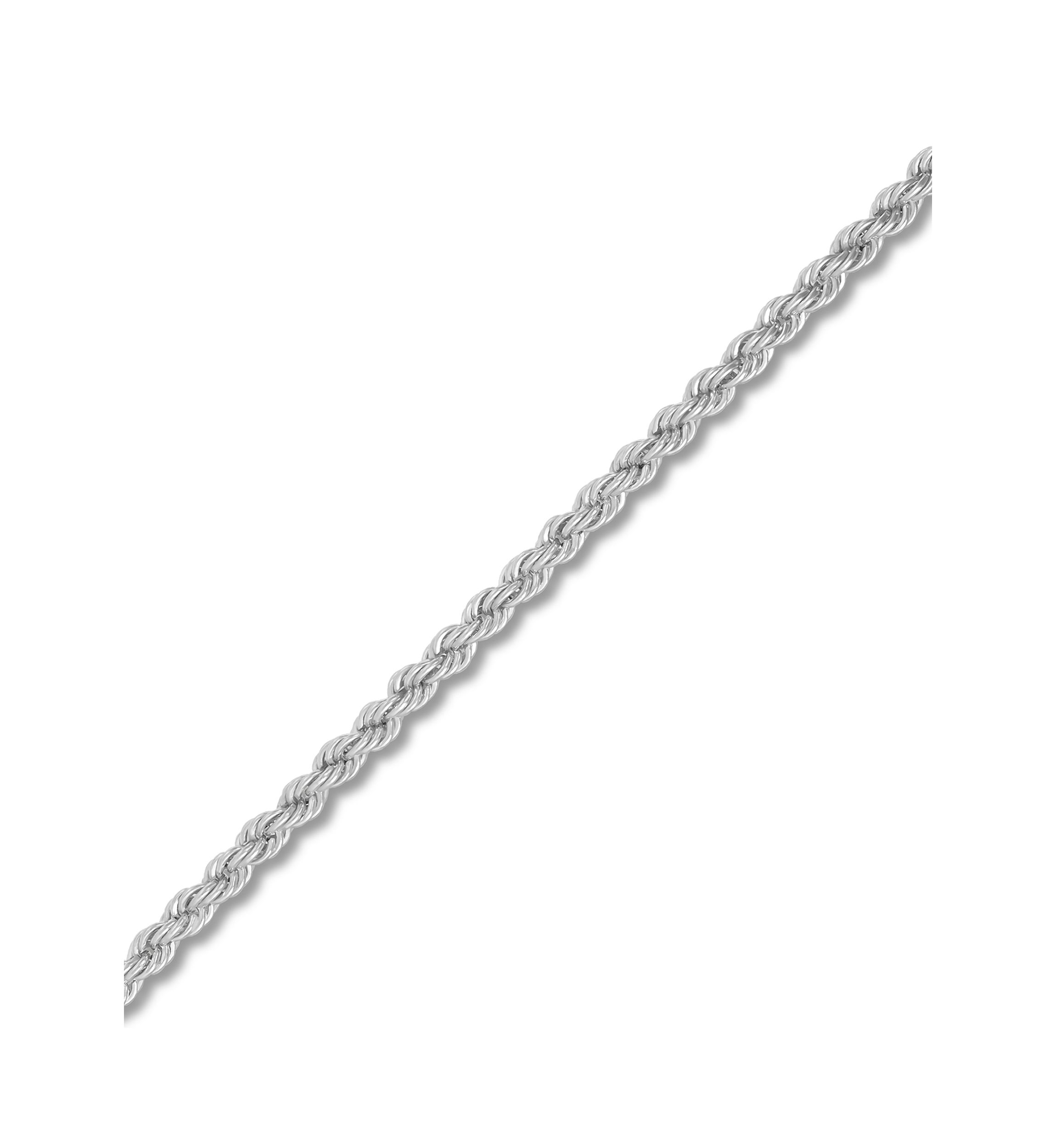 Heavy Hollow Rope Chain Necklace in 14K White Gold