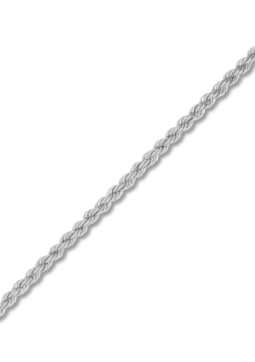 Heavy Hollow Rope Chain Necklace in 14K White Gold