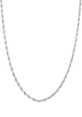 Belk & Co Solid Glitter Chain Necklace in 14K White Gold
